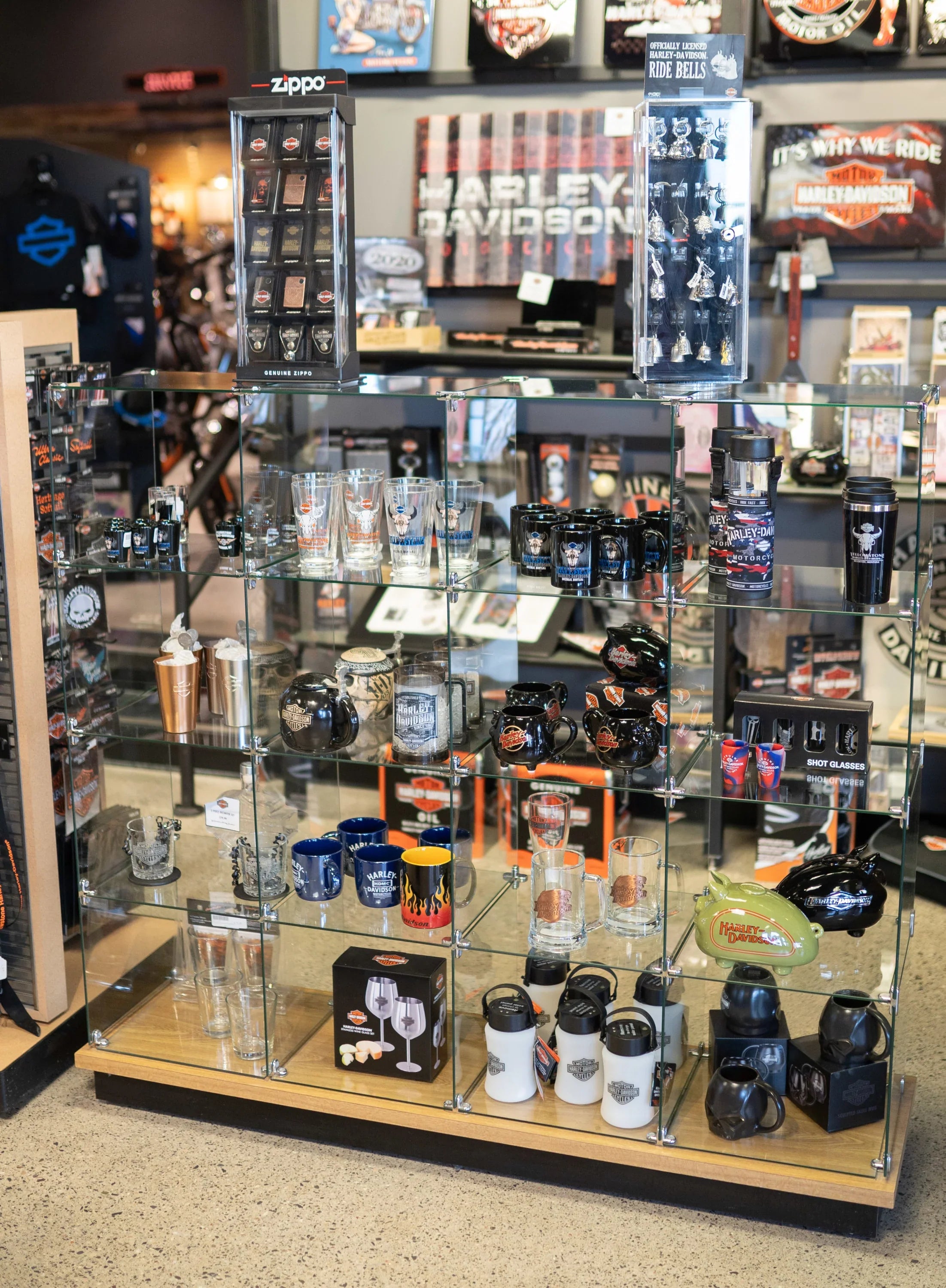 Harley davidson shot glass display deals case