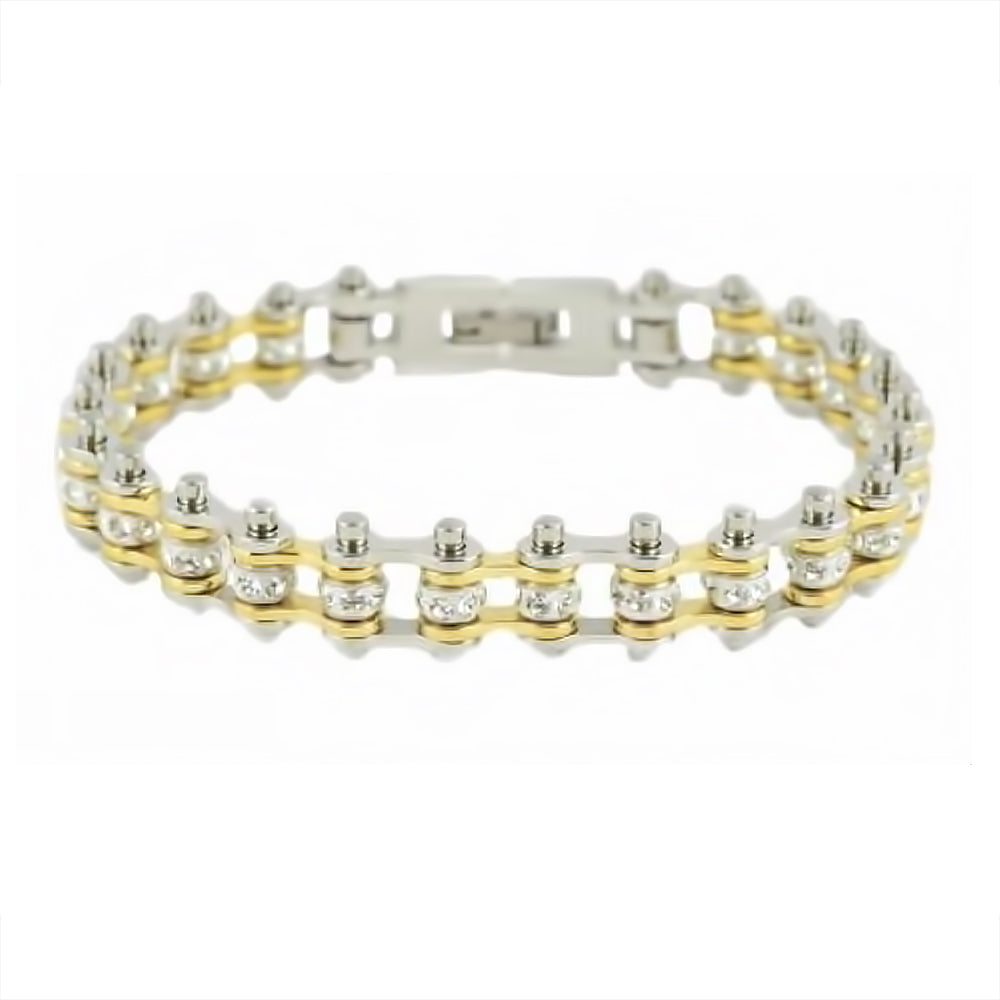 3/8" Wide Stainless Steel Motorcycle Bike Chain Bracelet