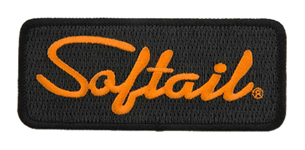 Harley-Davidson® 4.125 in Embroidered Softail Emblem Sew-On Patch - Black/Orange
