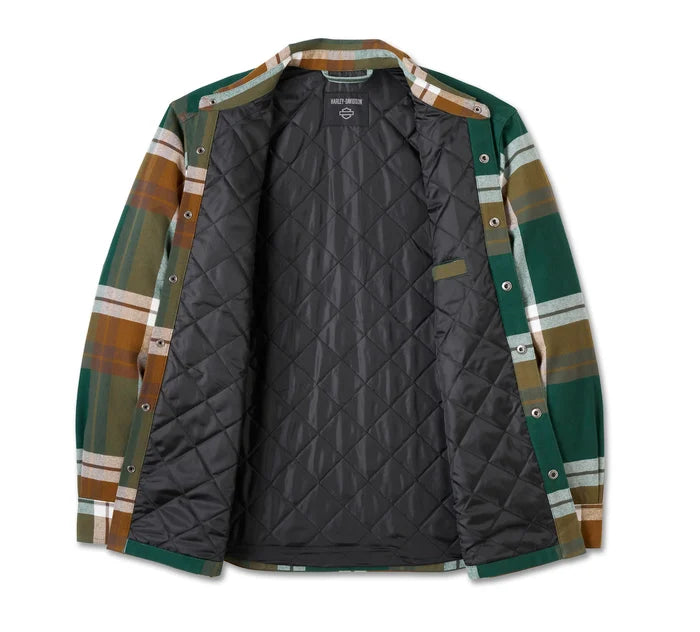 In Between The Line Shirt Jacket - Plaid - Java & Rainforest 96038-25VM