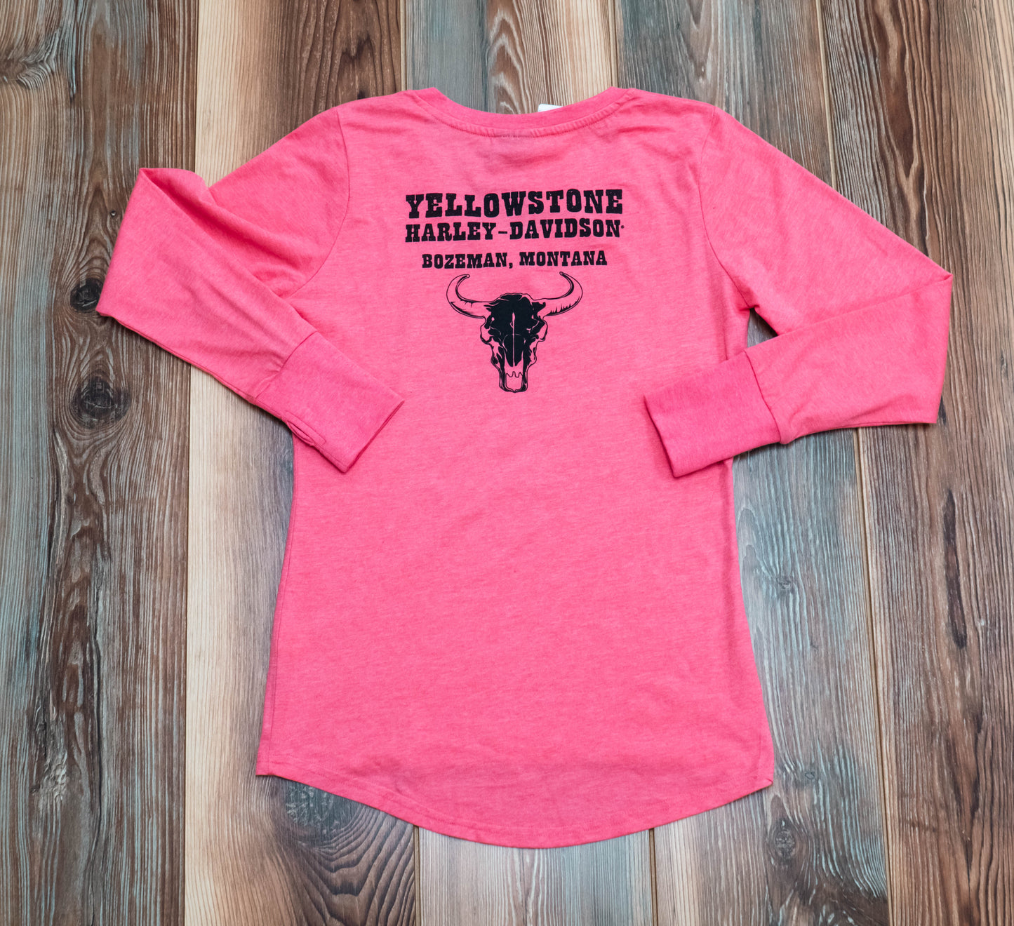 Women's "Worn Text" Pink L/S T-Shirt