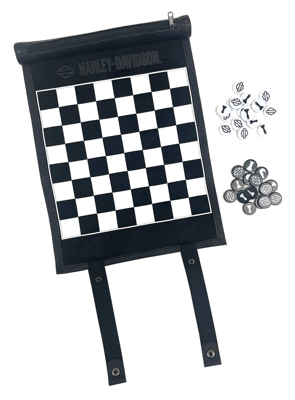 Harley-Davidson® Off Road Chess & Checkers Traveling Roll-up Game Set