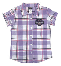 Harley-Davidson® Little Girls' Bar & Shield Short Sleeve Toddler Plaid Shirt