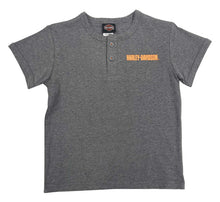 Harley-Davidson® Big Boys' Eagle Knit Button Henley Short Sleeve Shirt, Gray