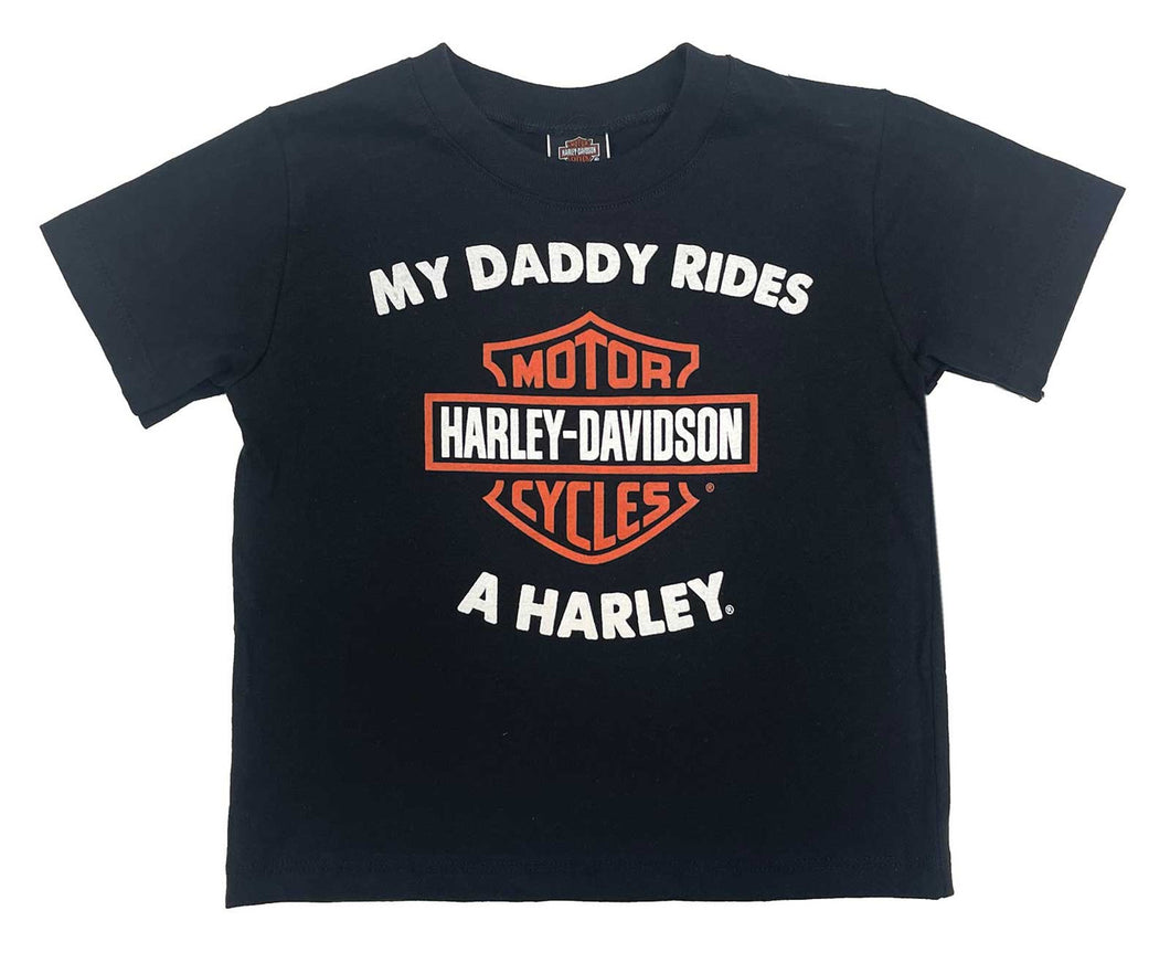 Harley-Davidson® Little Boys' My Daddy Rides a Harley Short Sleeve Tee, Black