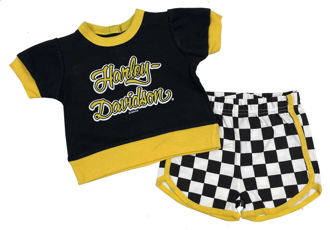 Harley-Davidson® Baby Girls' 2 Piece Infant Racing Knit Tee & Short Set