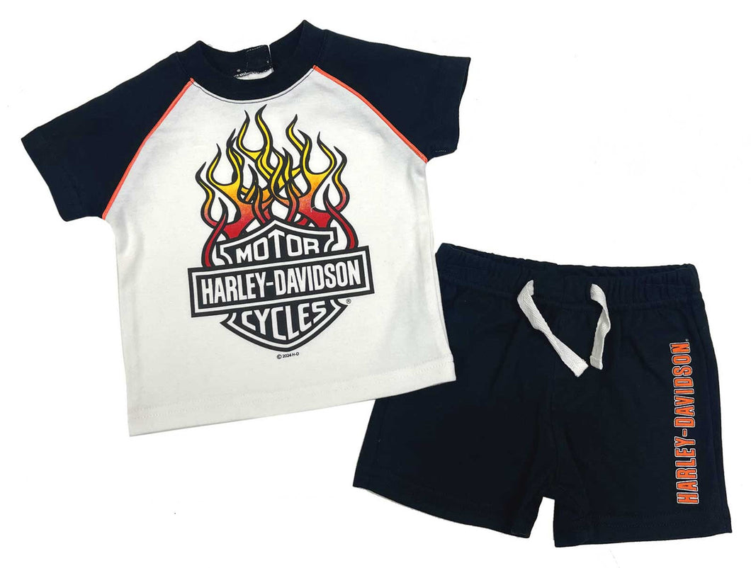 Harley-Davidson® Little Boys' 2-Piece Infant Knit Raglan T-Shirt & Shorts Set