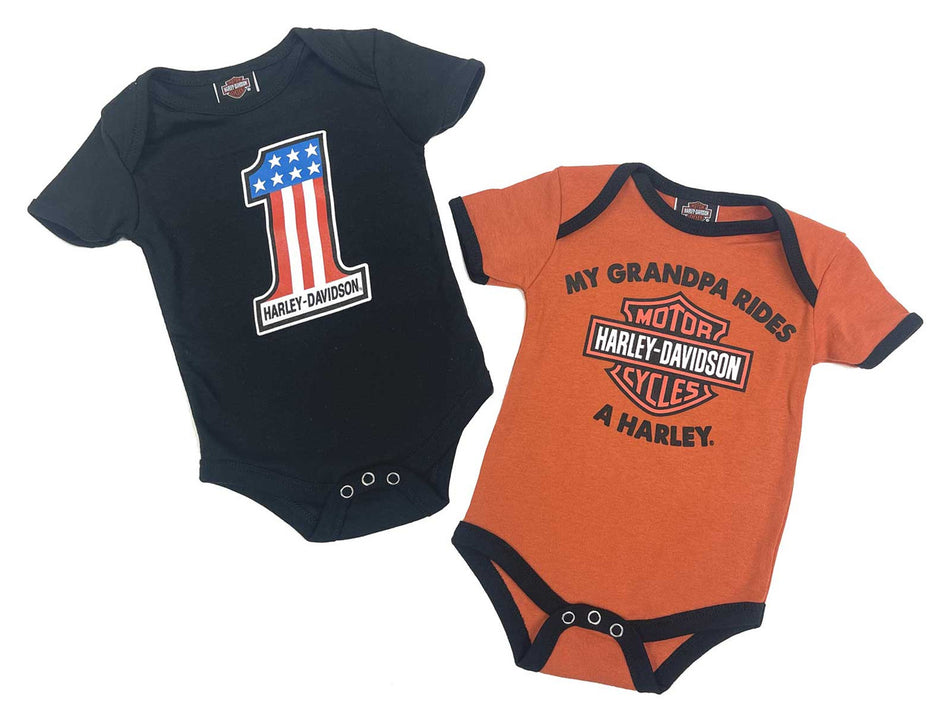 Harley-Davidson® Baby Boys' #1 RWB & My Grandpa Rides a Harley Creeper Set