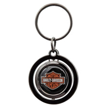 Harley-Davidson Classic Bar & Shield Logo Spinner Key Chain - Black/Orange