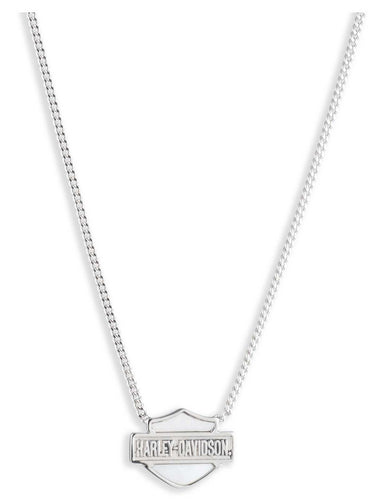 Harley-Davidson® Women's 16 in. Mother of Pearl Bar & Shield Pendant Necklace