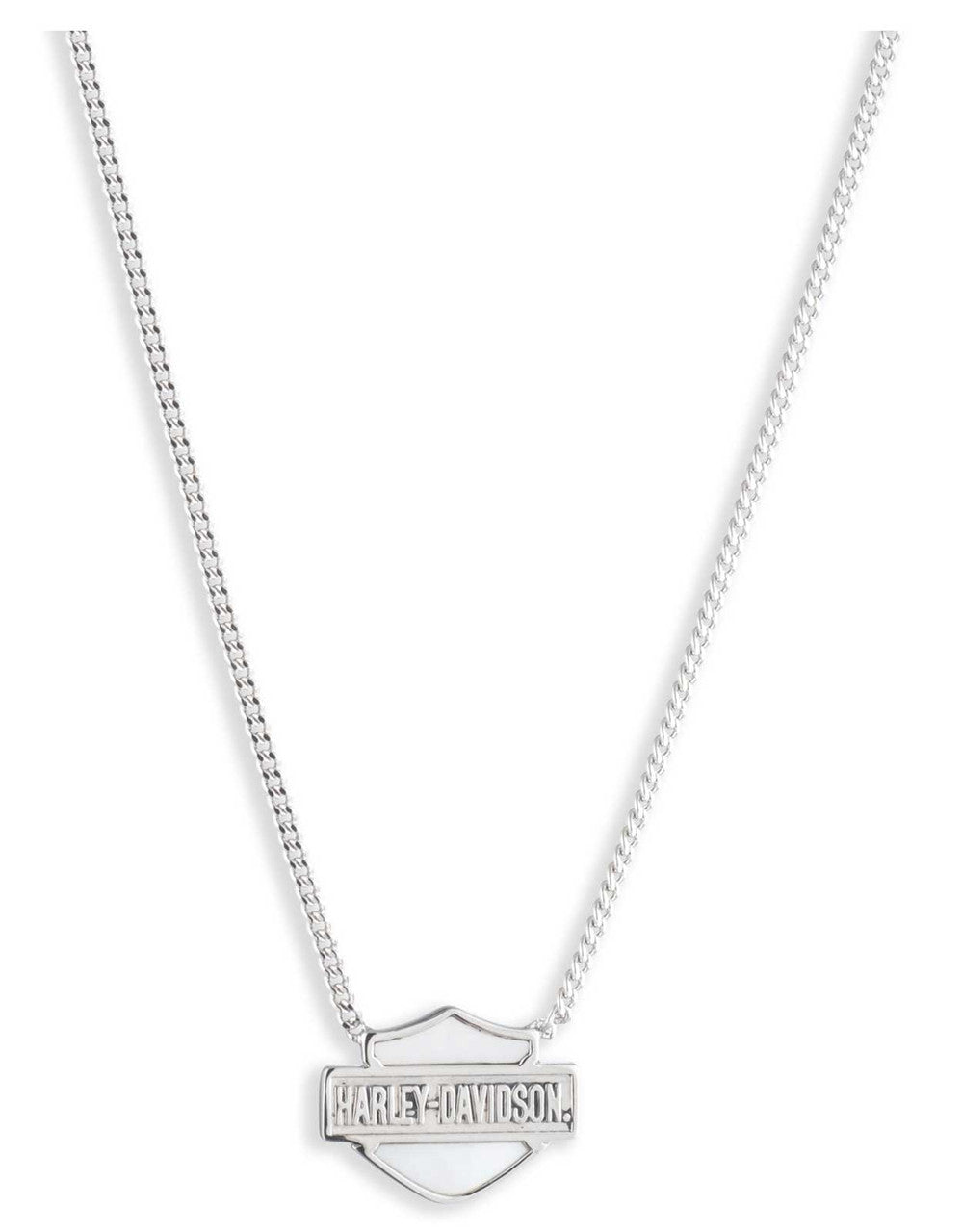 Harley-Davidson® Women's 16 in. Mother of Pearl Bar & Shield Pendant Necklace