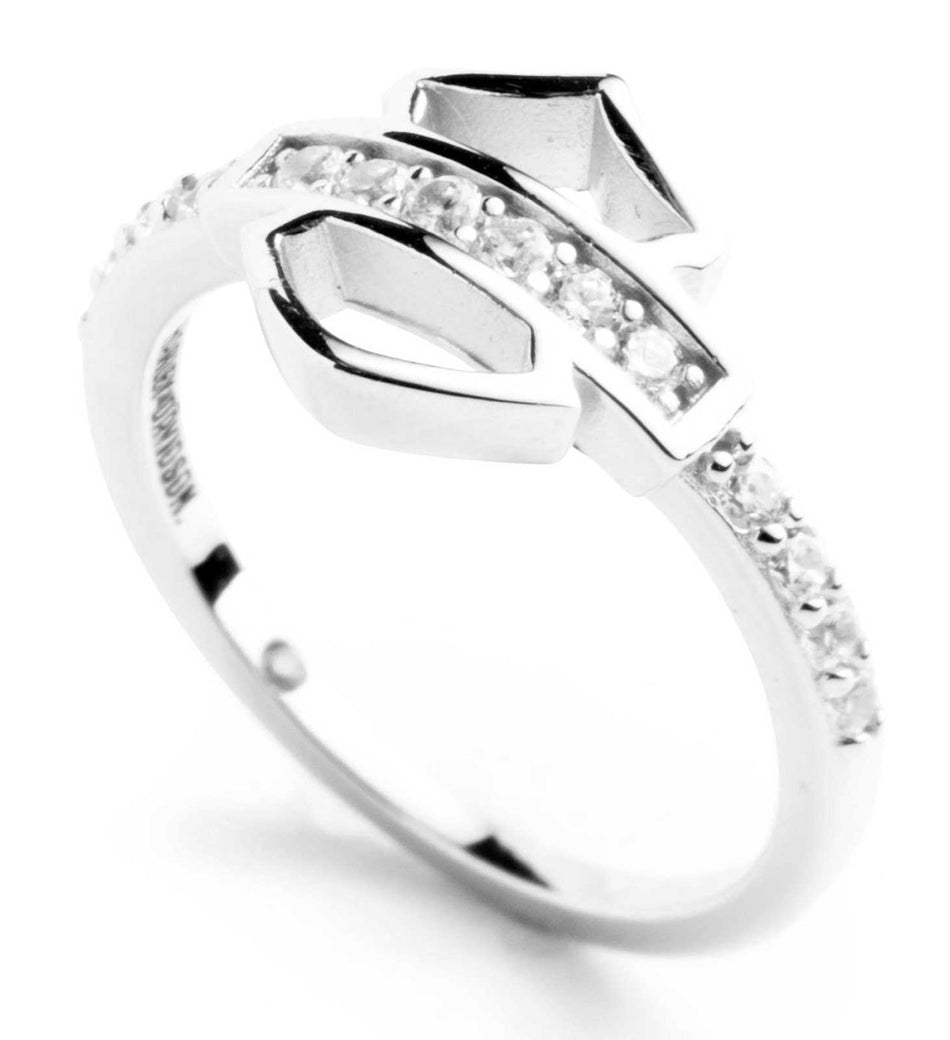 Harley-Davidson® Women's Embellished Bar & Shield Logo Ring, Sterling Silver
