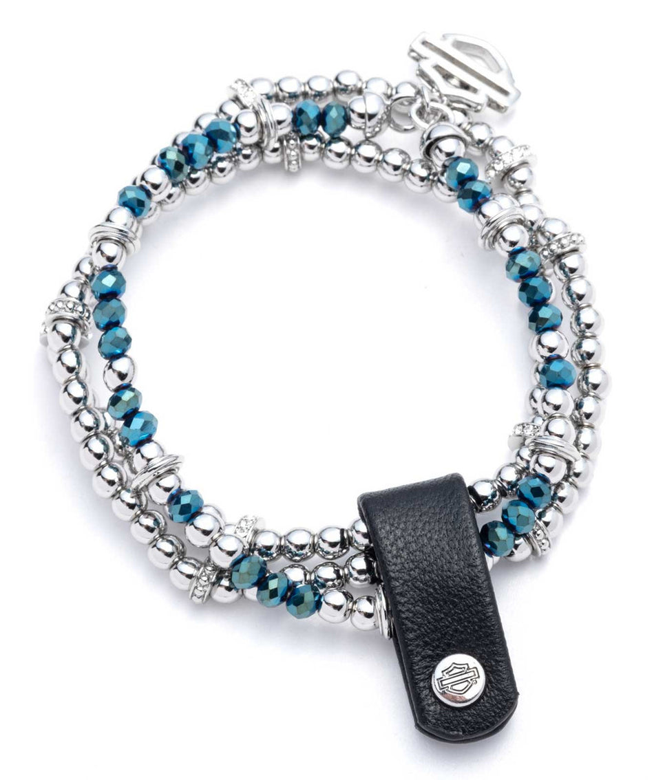 Harley-Davidson® Women's Bar & Shield Charm Bead Stretch Bracelets, Set of Three