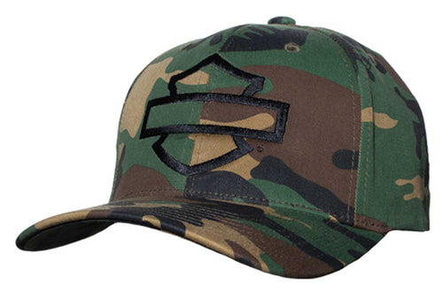 Harley-Davidson® Men's Find Me B&S Logo Stretch Fit Baseball Cap - Camo Pattern
