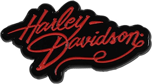 Harley-Davidson 1.25 inch. Harley Gal Text Metal Pin, Gloss Black/Pink Finish