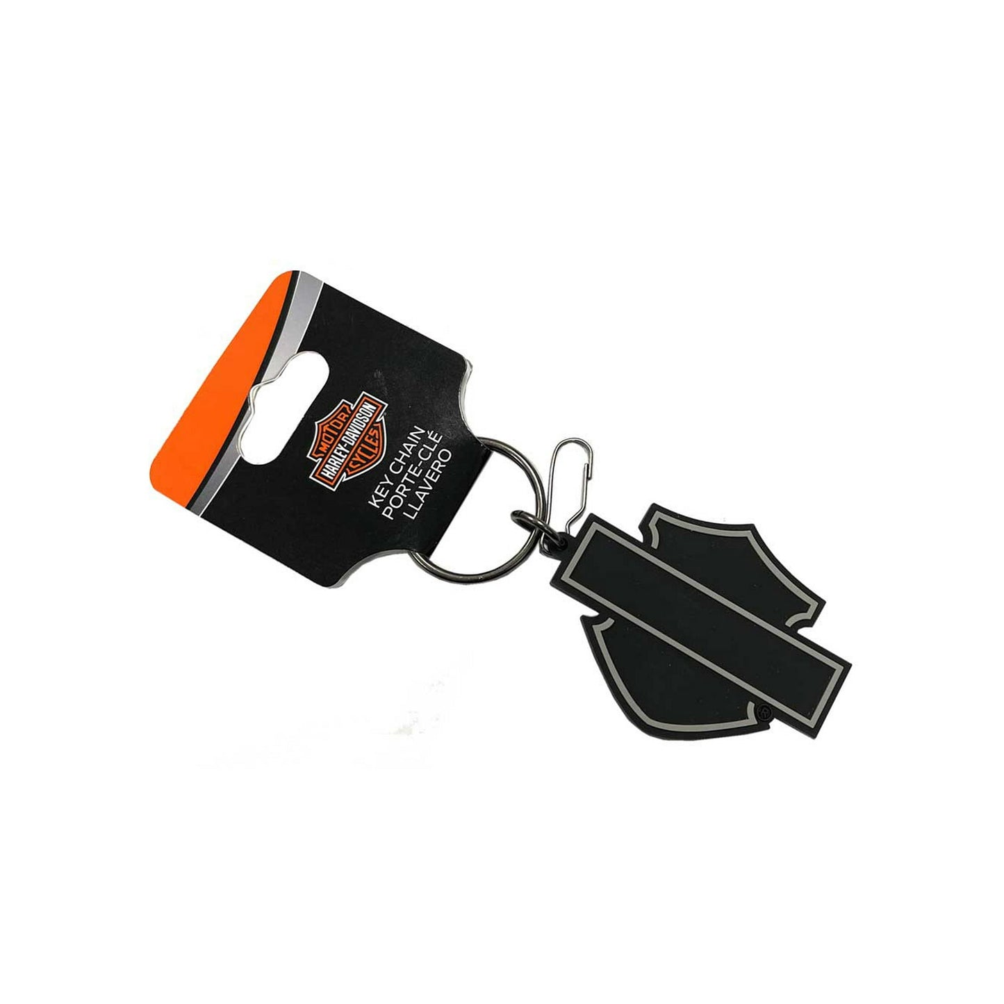 Harley-Davidson PVC Key Chain, Silhouette Bar & Shield Logo - Black & Gray