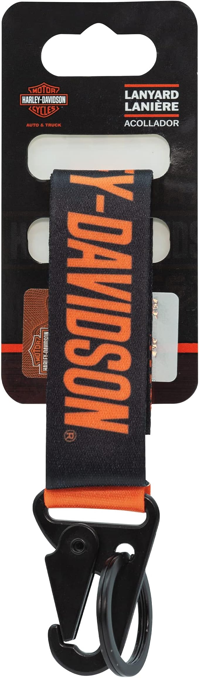 Orange Harley-Davidson Text Wristlet Lanyard Style Key Chain