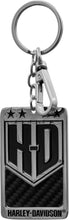Harley-Davidson 2-Sided American Flag and H-D Carbon Fiber Inlayed Key Chain
