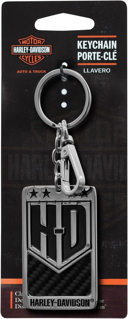 Harley-Davidson 2-Sided American Flag and H-D Carbon Fiber Inlayed Key Chain