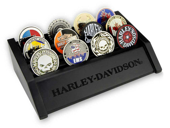Harley-Davidson® Small Wooden Coin Holder Display, Holds 24 Coins, Black
