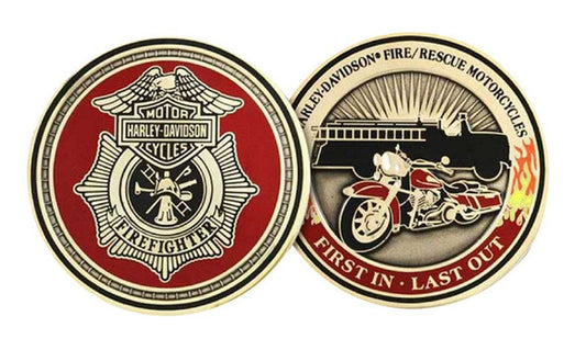 Harley-Davidson® Firefighter First In Last Out Challenge Coin 1.75''
