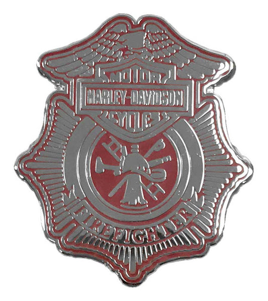 Harley-Davidson® 1.25 in. Firefighter Shield Pin, Shiny Silver Finish