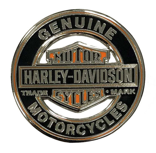 Harley-Davidson® 1.25in. Bar & Shield Trademark Cutout Pin, Silver Finish 8009250