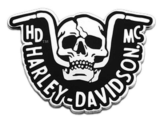Harley-Davidson® 1.5 inch. Handlebar Skull Metal Pin, Silver Nickel Finish