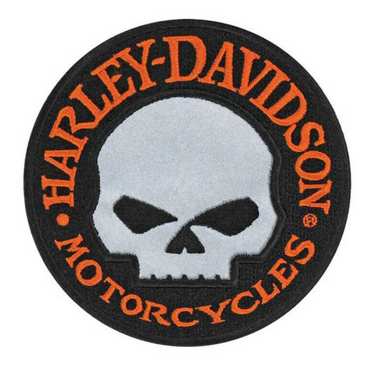 Harley-Davidson® 4 inch Willie G Skull Reflective Embroidered Emblem Sew-On Patch