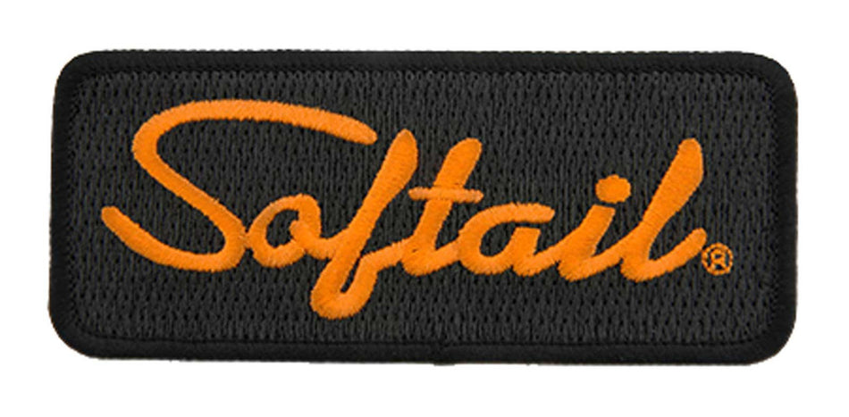Harley-Davidson® 4.125 in Embroidered Softail Emblem Sew-On Patch - Black/Orange