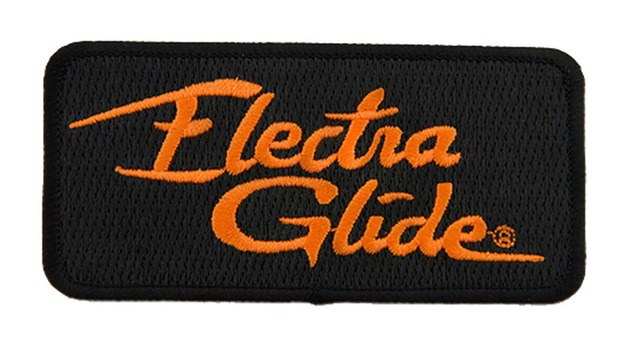 Harley-Davidson® 4in Embroidered Electra Glide Emblem Sew-On Patch - Black/Orange