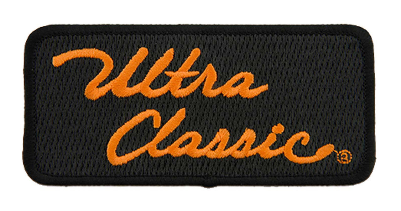 Harley-Davidson® 4in Embroidered Ultra Classic Emblem Sew-On Patch - Black/Orange
