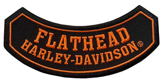 Harley-Davidson® 5 in. Embroidered Flathead Rocker Emblem Sew-On Patch - Black