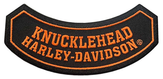 Harley-Davidson® 5 in. Embroidered Knucklehead Rocker Emblem Sew-On Patch - Black