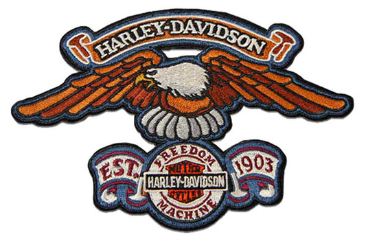 Harley-Davidson® 6 in. Embroidered Eagle Freedom Machine Emblem Sew-On Patch