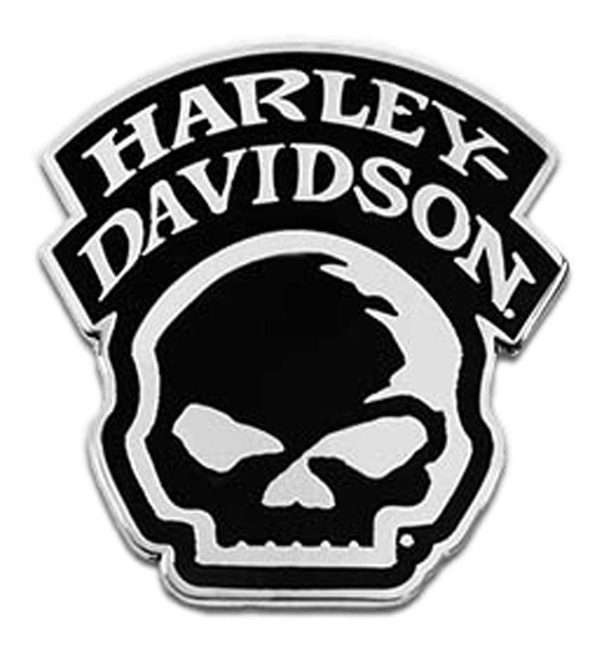 Harley-Davidson® 1.5 inch. Willie G Skull Logo Metal Pin, Silver Nickel Finish