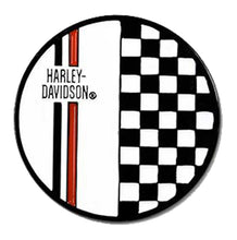 Harley-Davidson® 1.5 inch. Bold Checkered Round Metal Pin, Black & White