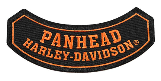 Harley-Davidson® 5 in. Embroidered Panhead Rocker Emblem Sew-On Patch - Black