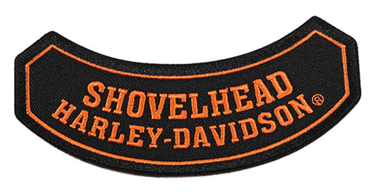 Harley-Davidson® 5 in. Embroidered Shovelhead Rocker Emblem Sew-On Patch - Black