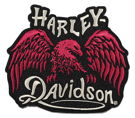 Harley-Davidson® 5 in. Embroidered Dark Wing Emblem Sew-On Patch - Black/Pink