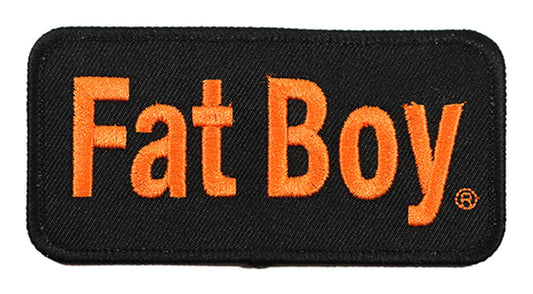 Harley-Davidson® 4 in. Embroidered Fat Boy Emblem Sew-On Patch - Black/Orange