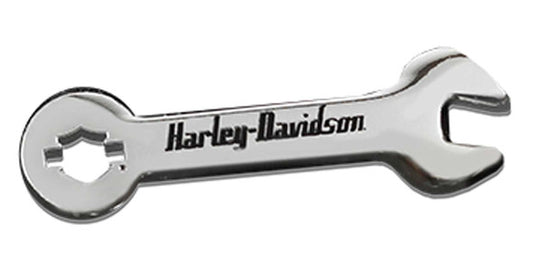 Harley-Davidson® 1.5 inch. Bar & Shield Wrench Metal Pin, Gloss Silver Finish