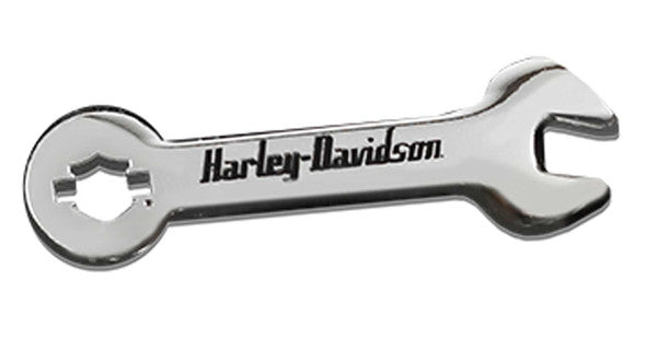 Harley-Davidson® 1.5 inch. Bar & Shield Wrench Metal Pin, Gloss Silver Finish