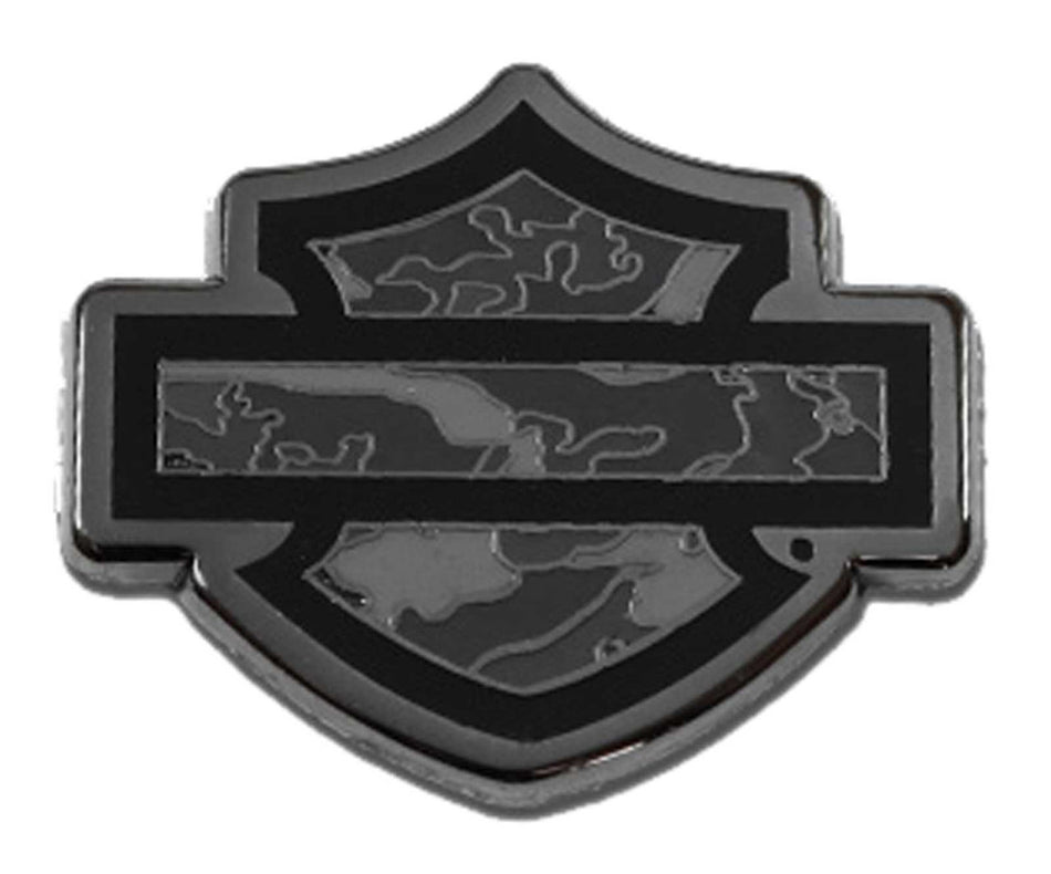 Harley-Davidson® 1.25 inch. Camo Bar & Shield Logo Metal Pin - Gray Finish