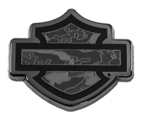 Harley-Davidson® 1.25 inch. Camo Bar & Shield Logo Metal Pin - Gray Finish
