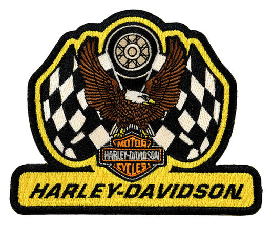 Harley-Davidson® 4 in. Embroidered Supercharged Emblem Sew-On Patch, Yellow