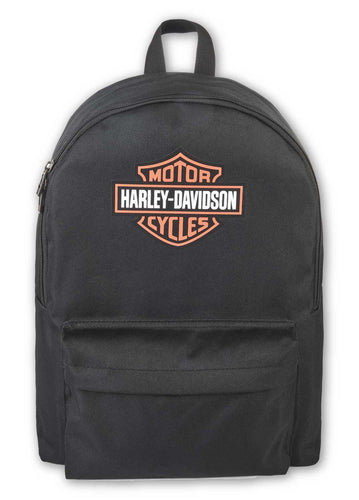 Harley-Davidson® Bar & Shield Graphic Backpack w/Adjustable Straps - Black/Orange
