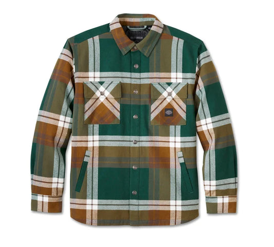In Between The Line Shirt Jacket - Plaid - Java & Rainforest 96038-25VM