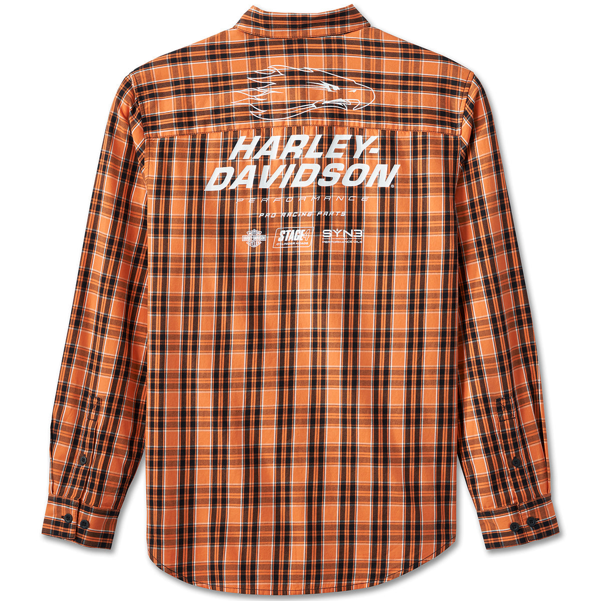 Harley-Davidson Men's Screamin Eagle Orange Plaid Long Sleeve Shirt 96083-24VM