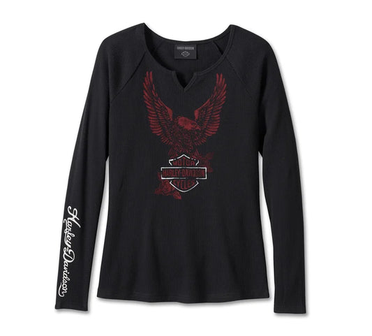 Women's Flying Eagle Long Sleeve Thermal Knit Top - Black Beauty - 96270-24VW